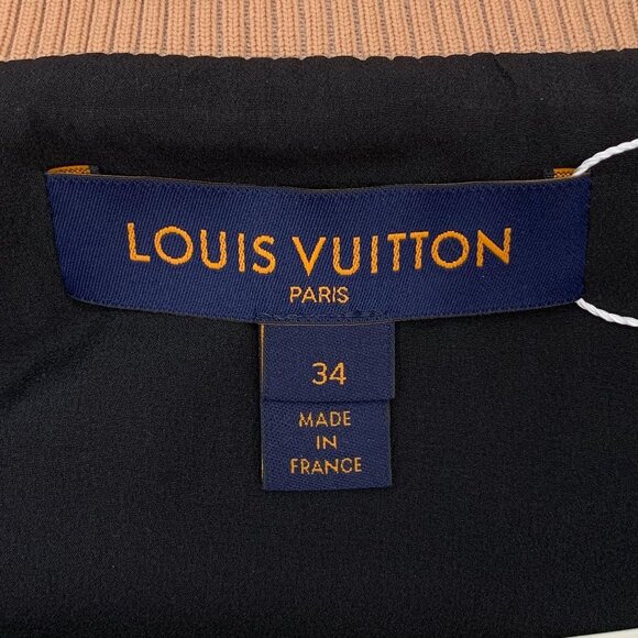 Louis Vuitton Logo Sleeve Black & Tan Bomber Jacket Size 34 XXS Made In France - Picture 2 of 7